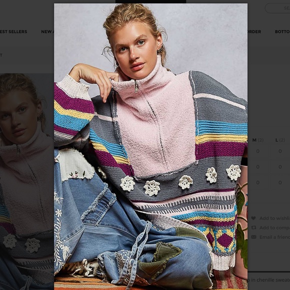 POL “ Laynee “ POL Chenille Sweater with Outseam Edge and Patch Detail BR53 - Picture 1 of 4